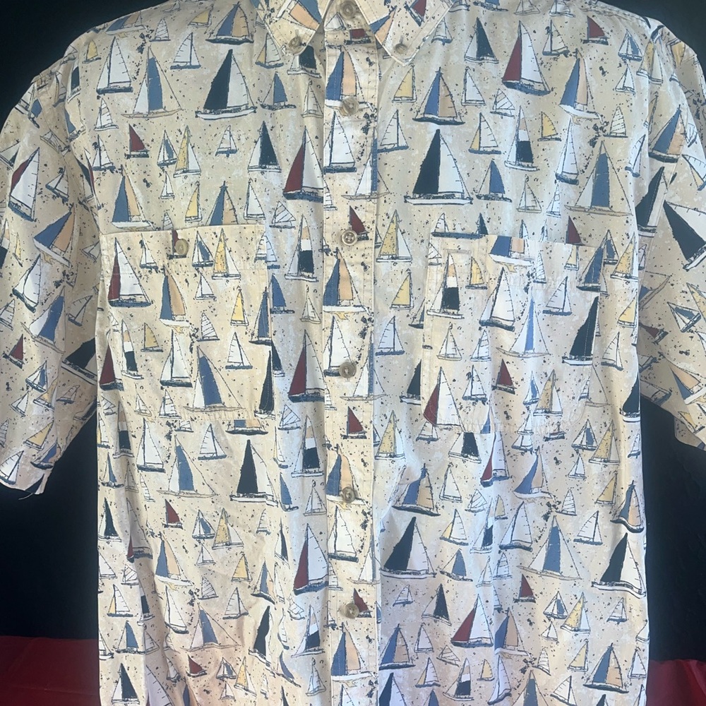 Ivy Crew Nautical Sailboat Shirt XL Vintage Style Beach Summer Button Up Mens - Picture 4 of 9